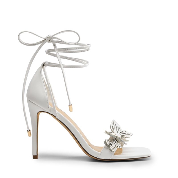 Butterfly Lace Up Stilleto High Heels - WHITE-PU - 4